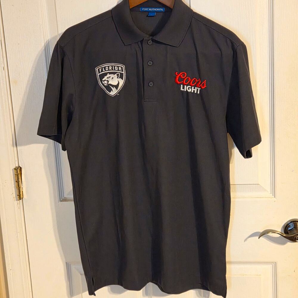 Port Authority Men's Black Polo Shirt M Coors Light Florida Embroidered